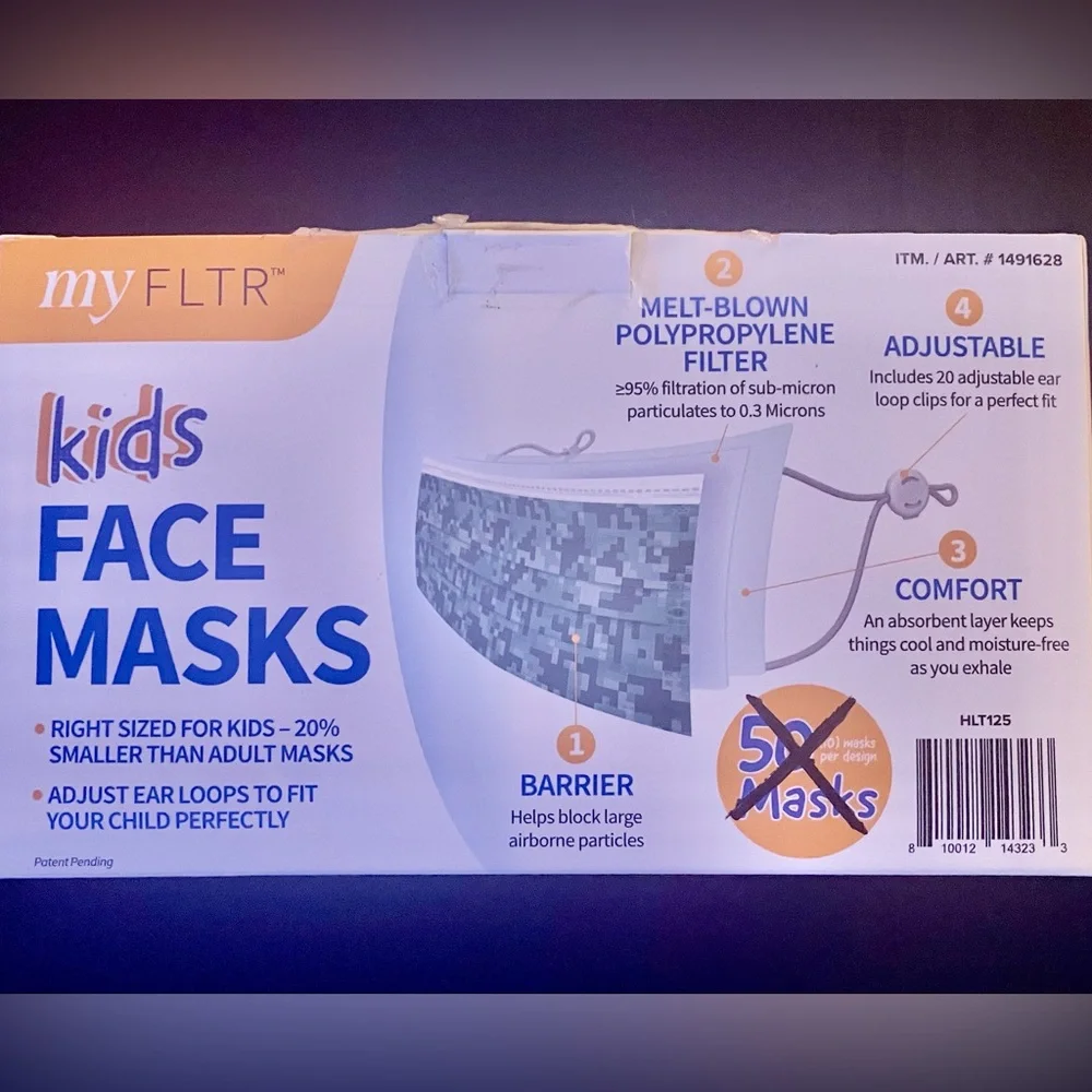 Children’s Kids Face Masks 27x Disposable Adjustable Ear Loops Health Safety NIP